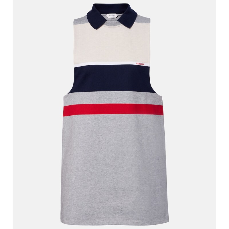Versace Striped cotton jersey polo dress