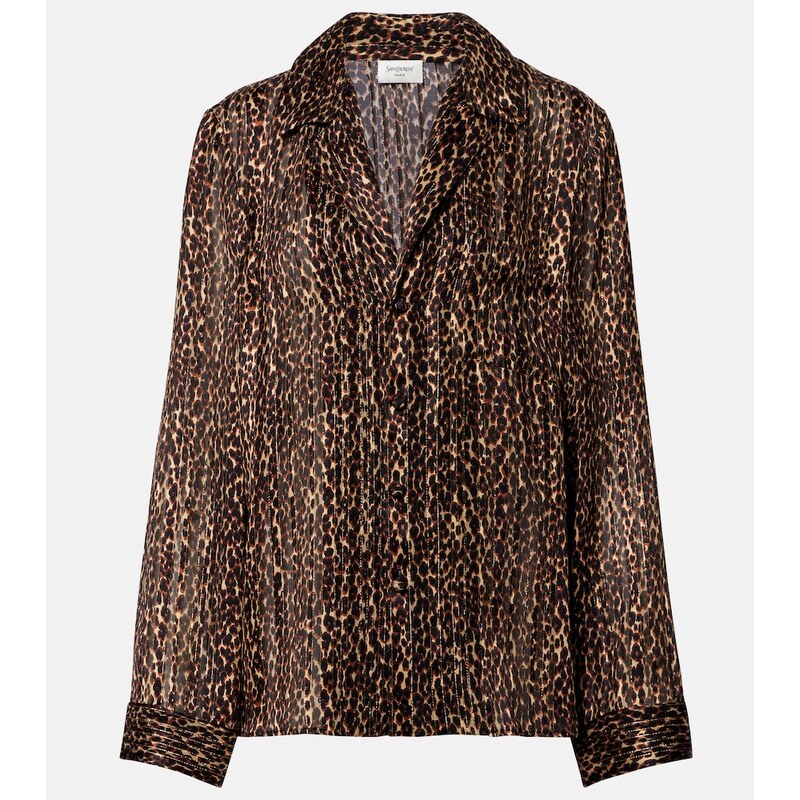 Saint Laurent Leopard-print silk blouse
