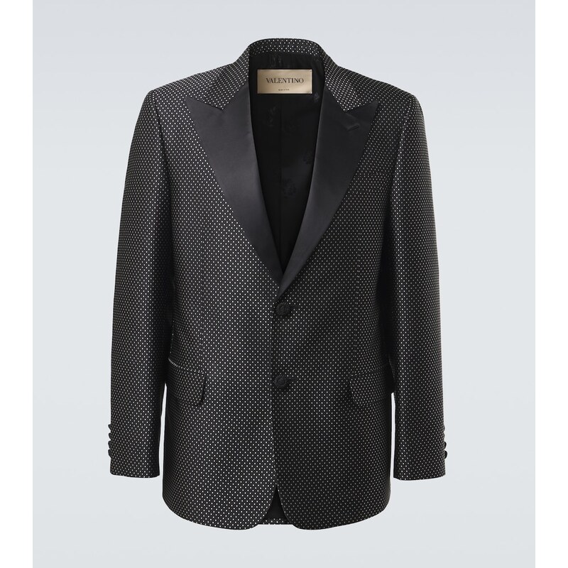 Valentino Polka-dot jacquard tuxedo jacket