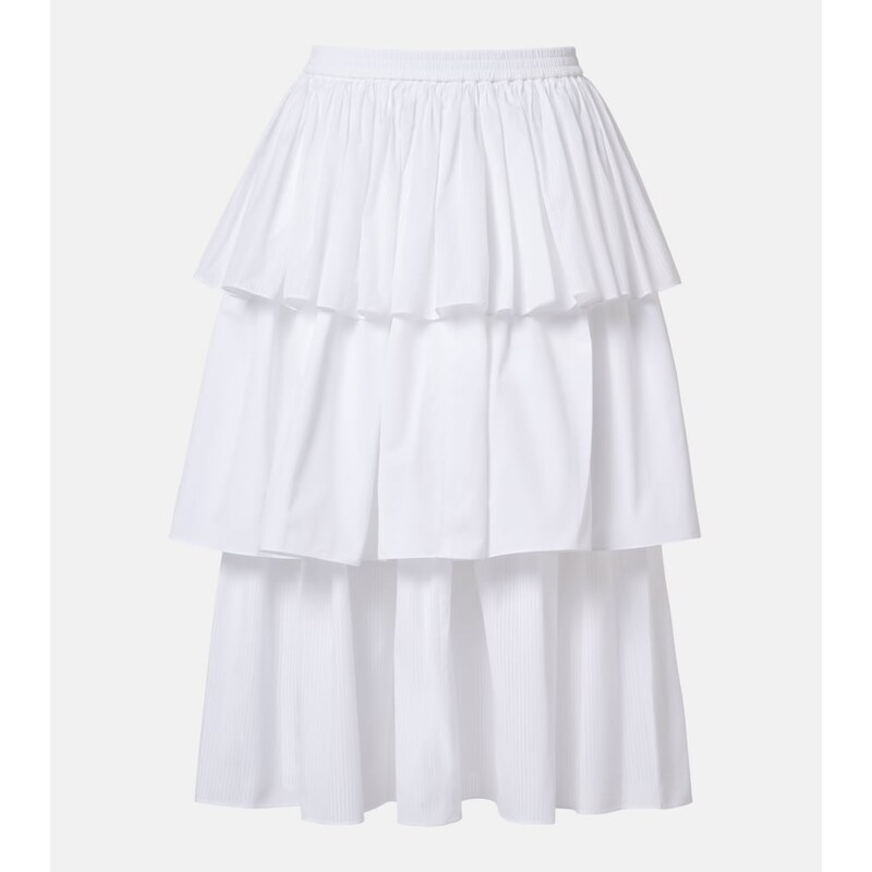 Alaia AlaÃ¯a Ruffled tiered cotton midi skirt