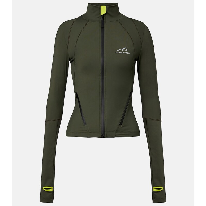 Dámská mikina se zapínáním Balenciaga v khaki a lime barvě