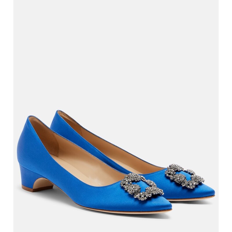 Manolo Blahnik Hangisi embellished satin pumps