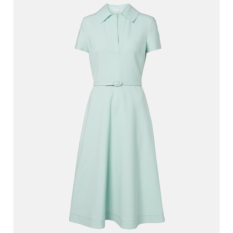 Oscar de la Renta Belted wool-blend midi dress
