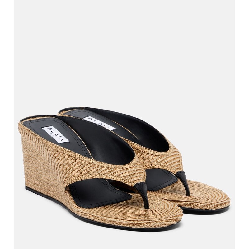 Dámské žabky Alaïa Cube wedge sandals v barvě Naturel