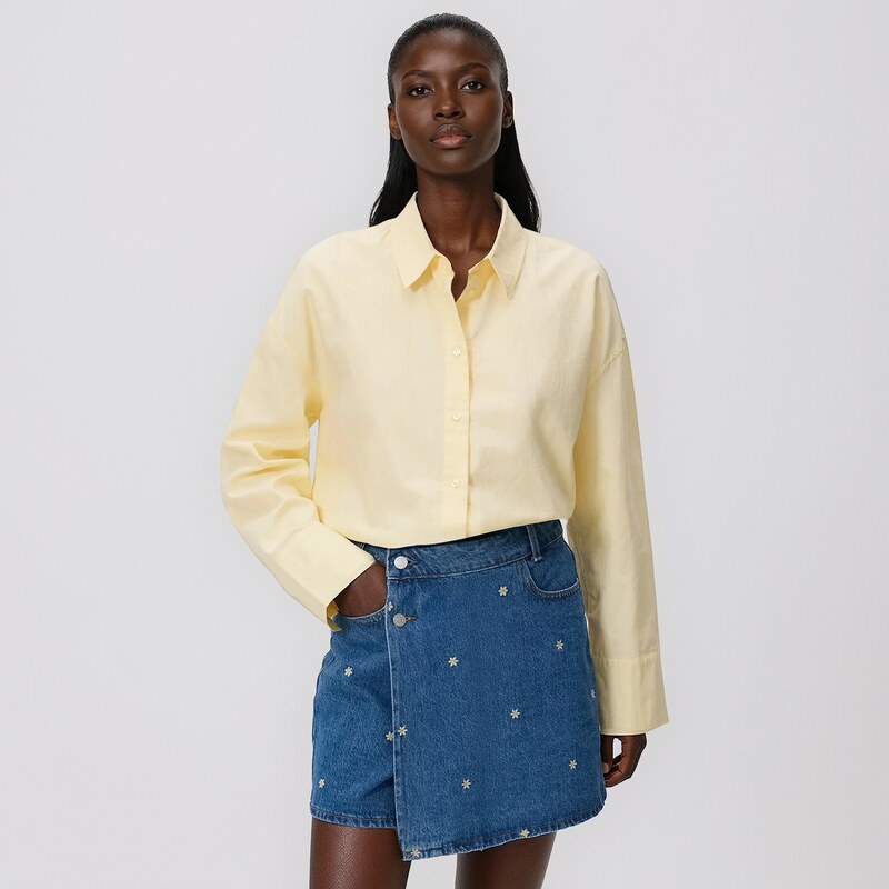 Reserved - Džínová sukně se všitými šortkami - indigo jeans 115709000