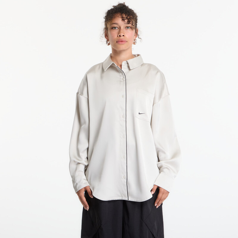 Košile Nike Sportswear Womens Oversized Satin Long-Sleeve Top