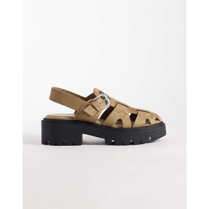 ASOS DESIGN Magic chunky fisherman shoes in sand suedette-Neutral 115743937