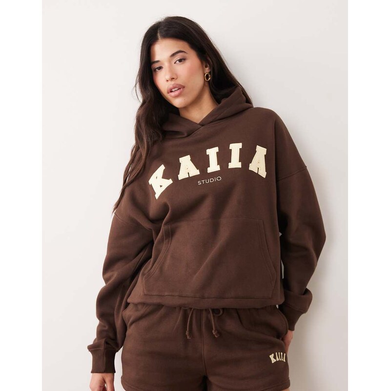 Kaiia Studio embroidered logo oversized hoodie co-ord in