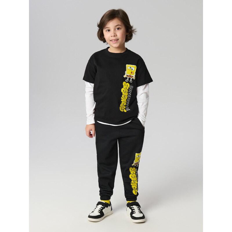 Sinsay - Kalhoty joggers SpongeBob SquarePants - černá