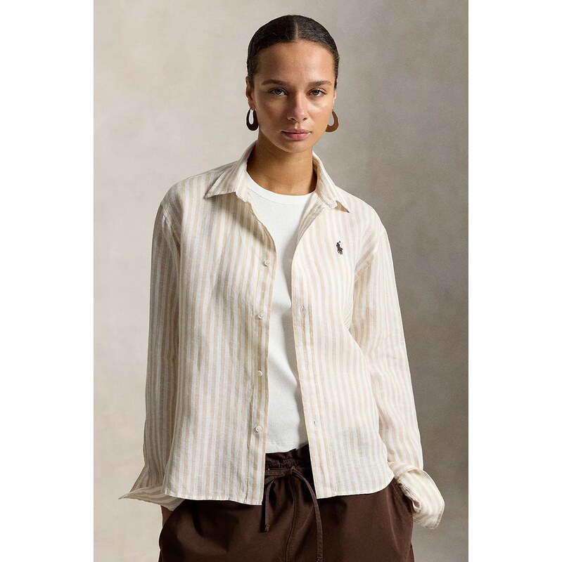Polo Ralph Lauren košile dámská lněná LINEN-LSL-BFS 115710207
