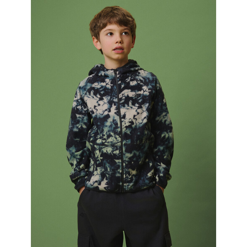 Chlapecká regular fleece mikina s kapucí 4F modrá