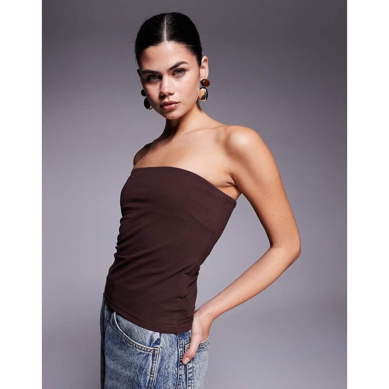 Edikted built in bra tube top in brown