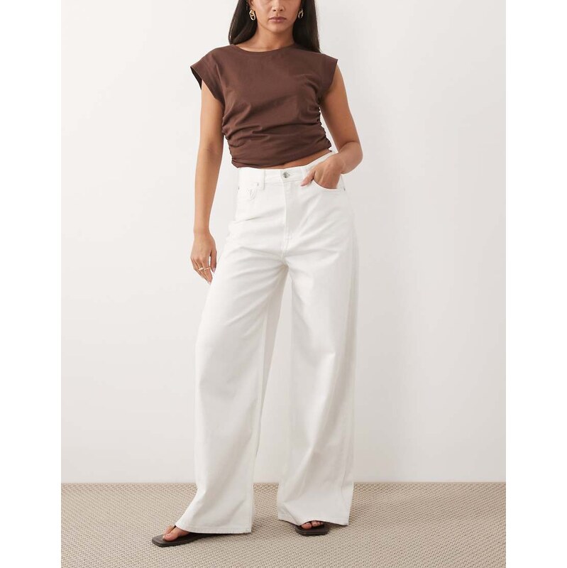 ARKET Cedar high rise wide leg jeans in white-Brown 115711900