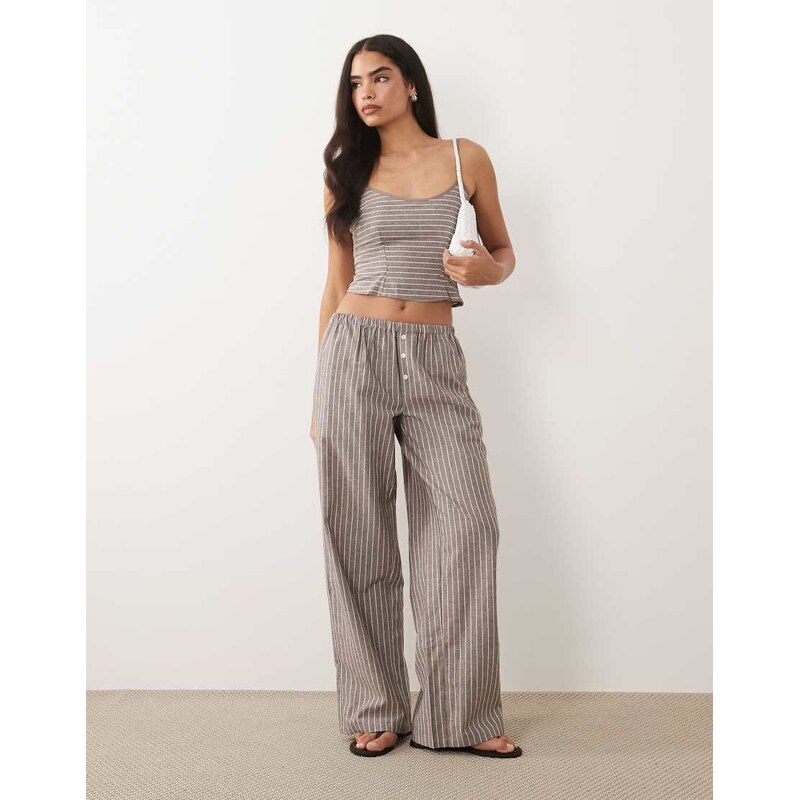 Missyempire cotton rich elasticated waist button detail wide leg 115712023