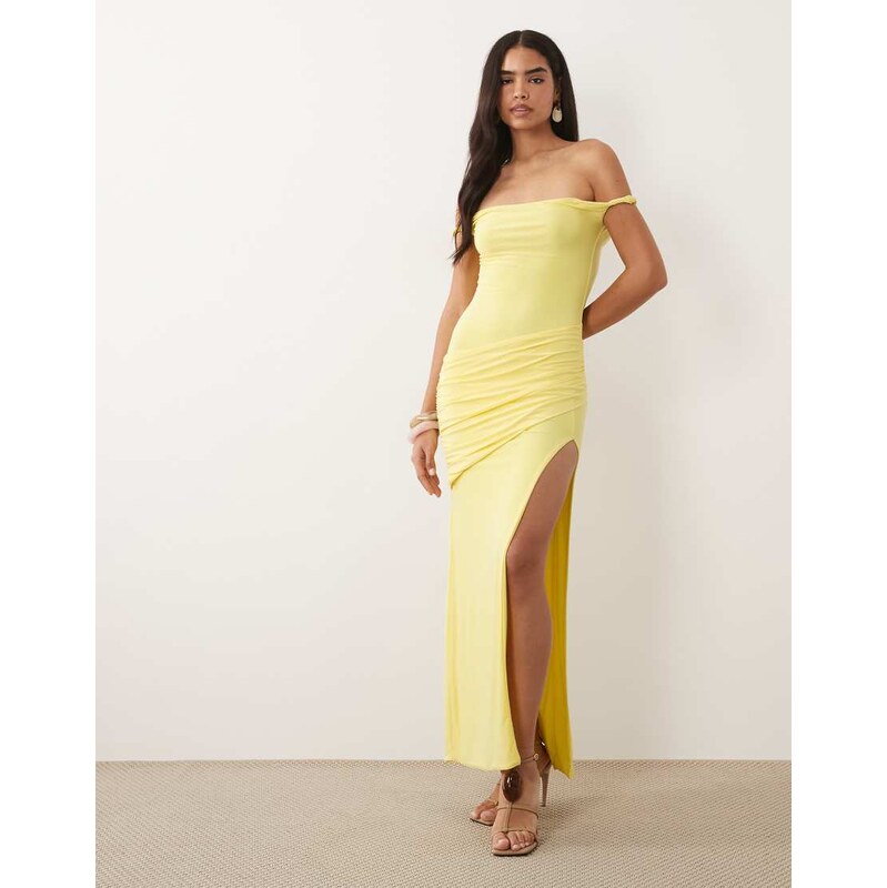 Missyempire double sculpted slinky bardot twist shoulder drape front 115712028