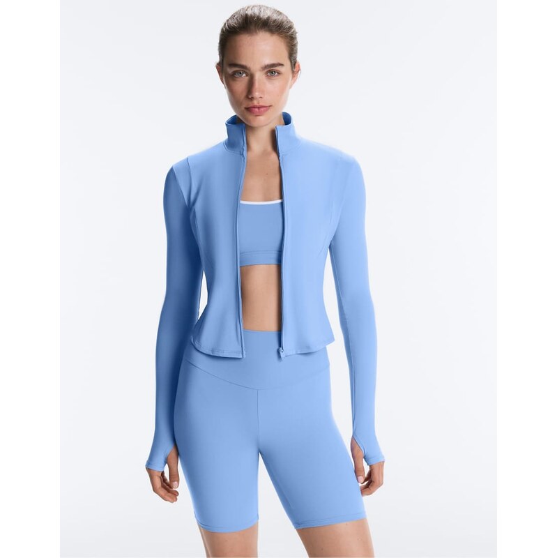 OYSHO Short light touch technical jacket in blue 115712116