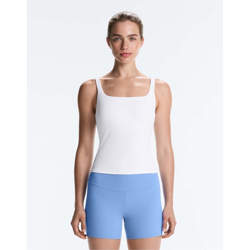 OYSHO Long square neck comfortlux tank top in off-white 115712117