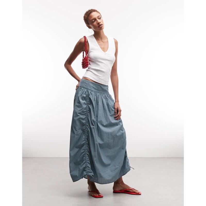 COLLUSION maxi skirt with channel details in blue check 115711601