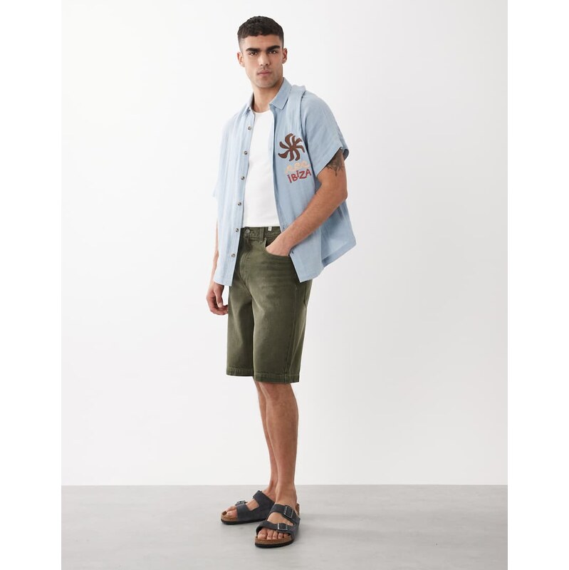 ASOS DESIGN loose denim jorts in green