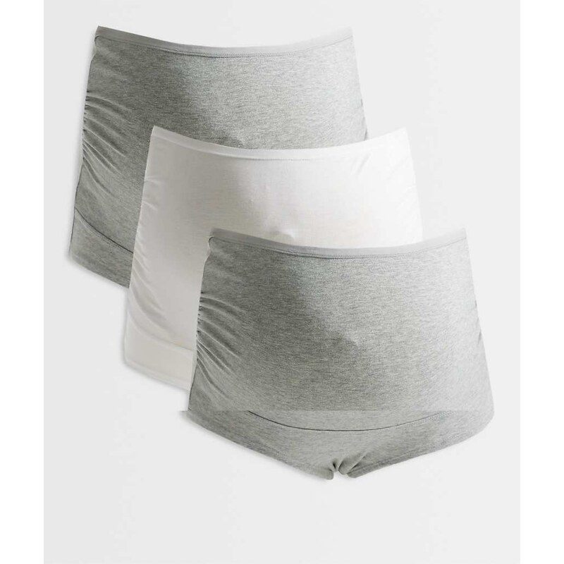Lindex MOM 3 pack maternity briefs in grey and white-Multi 115711705