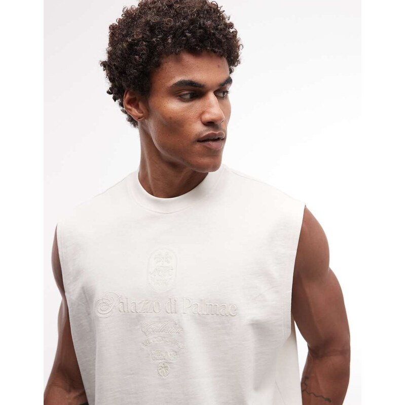 ASOS DESIGN super heavyweight oversized tank with front text