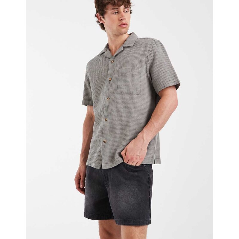 ASOS DESIGN shorter length denim jorts in washed black