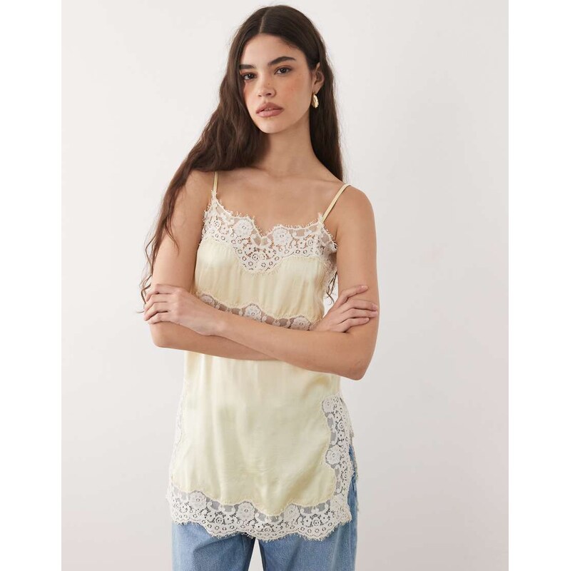 Nobodys Child Bellah matt satin lace detail cami top with adjustable 115711862