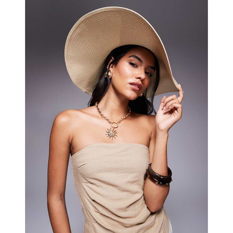 ASOS DESIGN necklace with chunky chain and sun charm pendant in