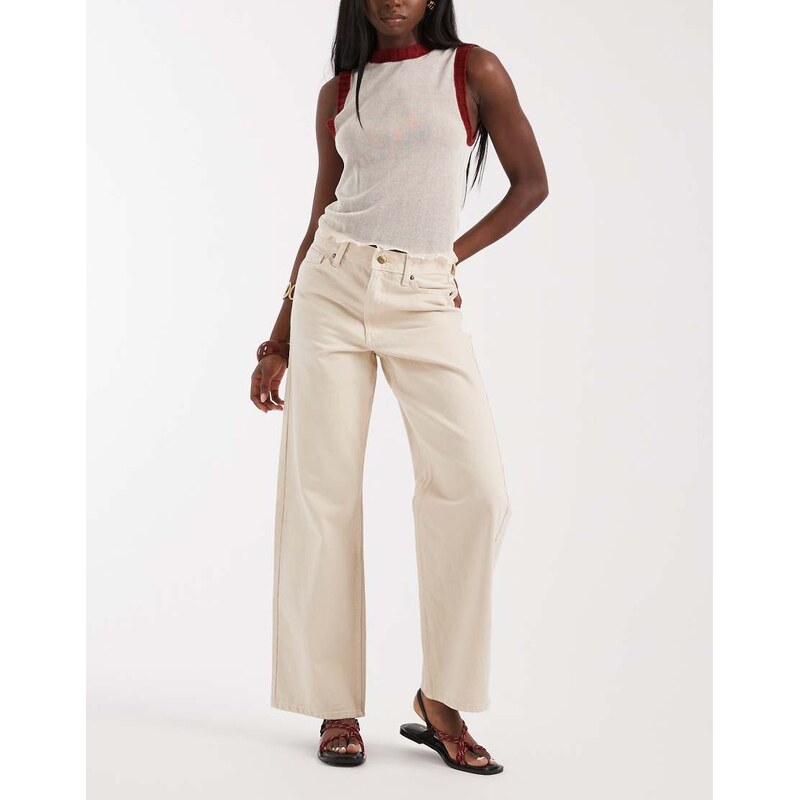 River Island relaxed straight leg jean in off white 115711977