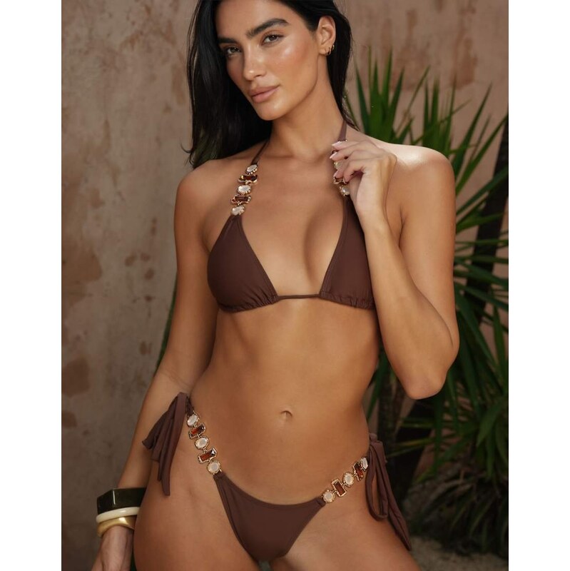Moda Minx X Zoe Servini tieside bikini bottom with bead detail in 115711998