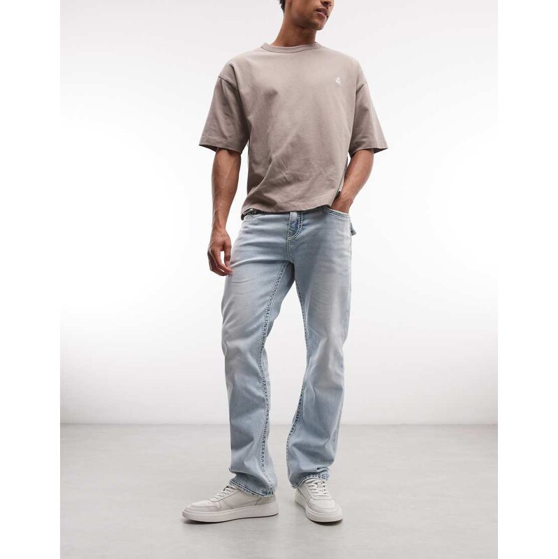 True Religion ricky flap pocket slim jeans in lightwash blue