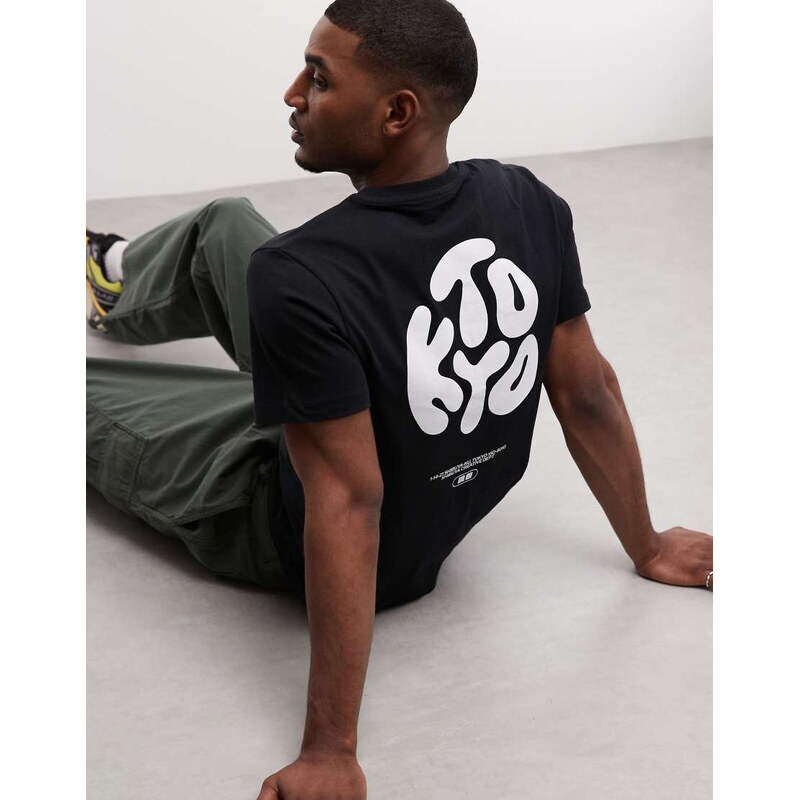 ASOS DESIGN regular t-shirt with Kyoto text print in black