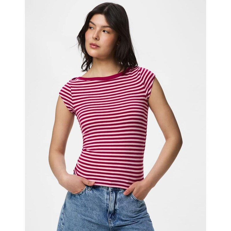 Pieces Cap sleeve top in roseate spoonbill1-Pink 115712118