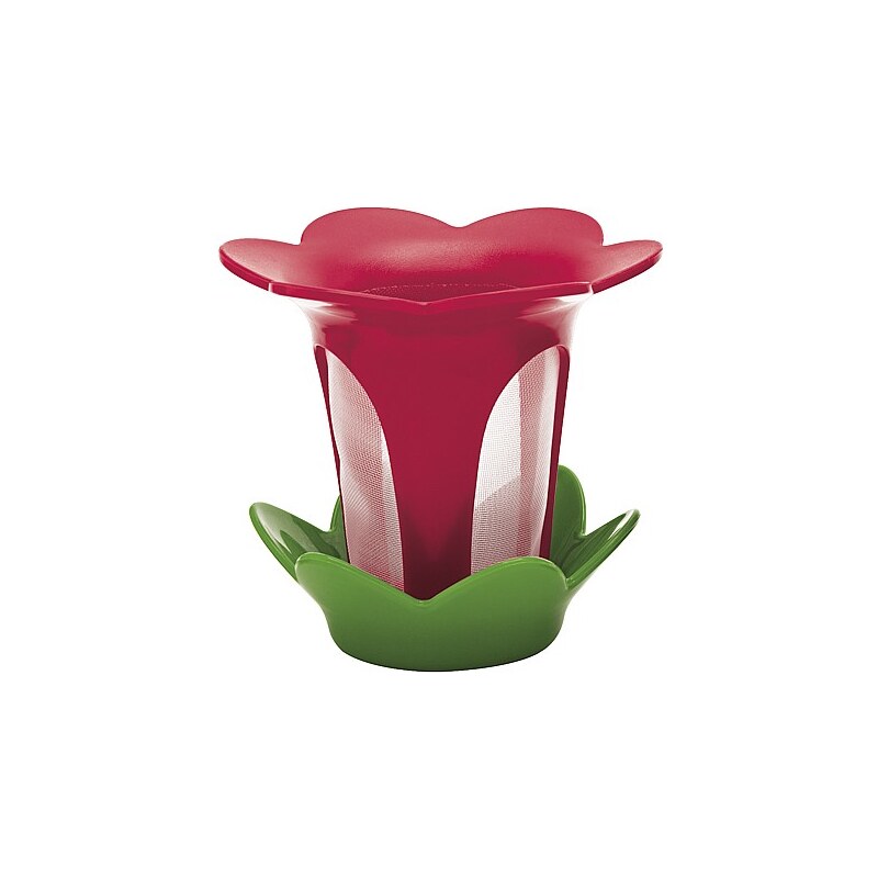 ZAK! designs - Flower sítko na čaj s odkapávačem, berry/zelená, 10 x 9 cm (0211-020)
