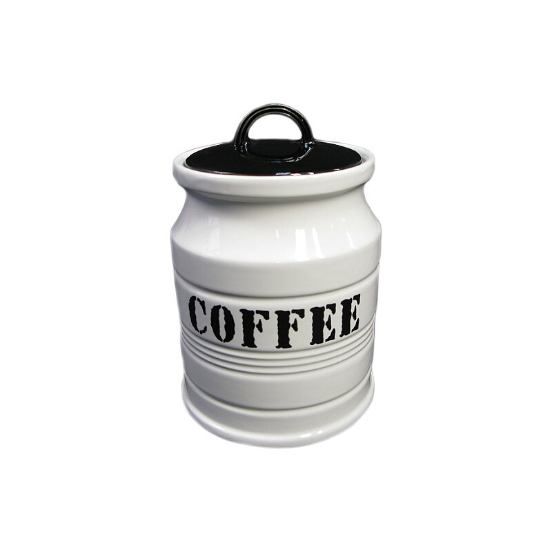 KERSTEN - Zásobník COFFEE kamenina, bílý 11,5x11,5x16,5cm - (LEV-5704)