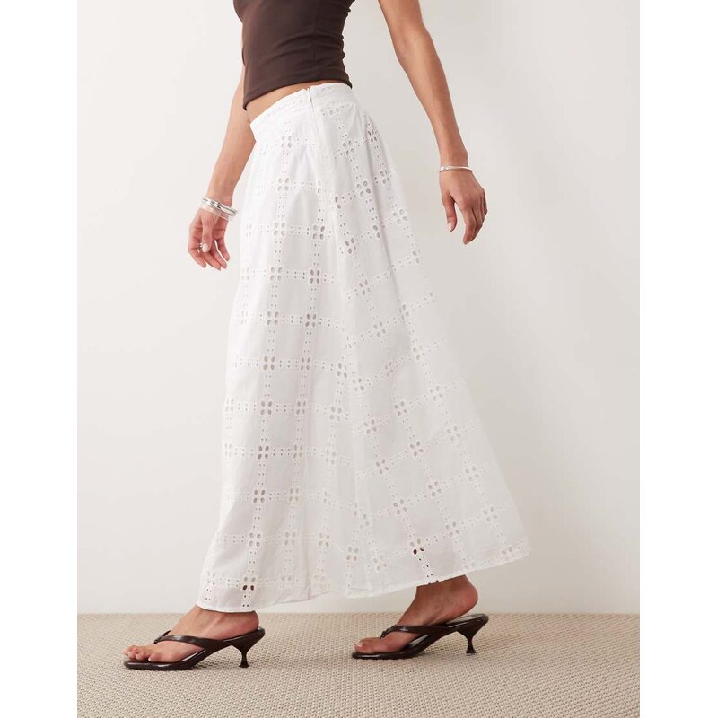 New Look co-ord broderie anglaise maxi skirt in white