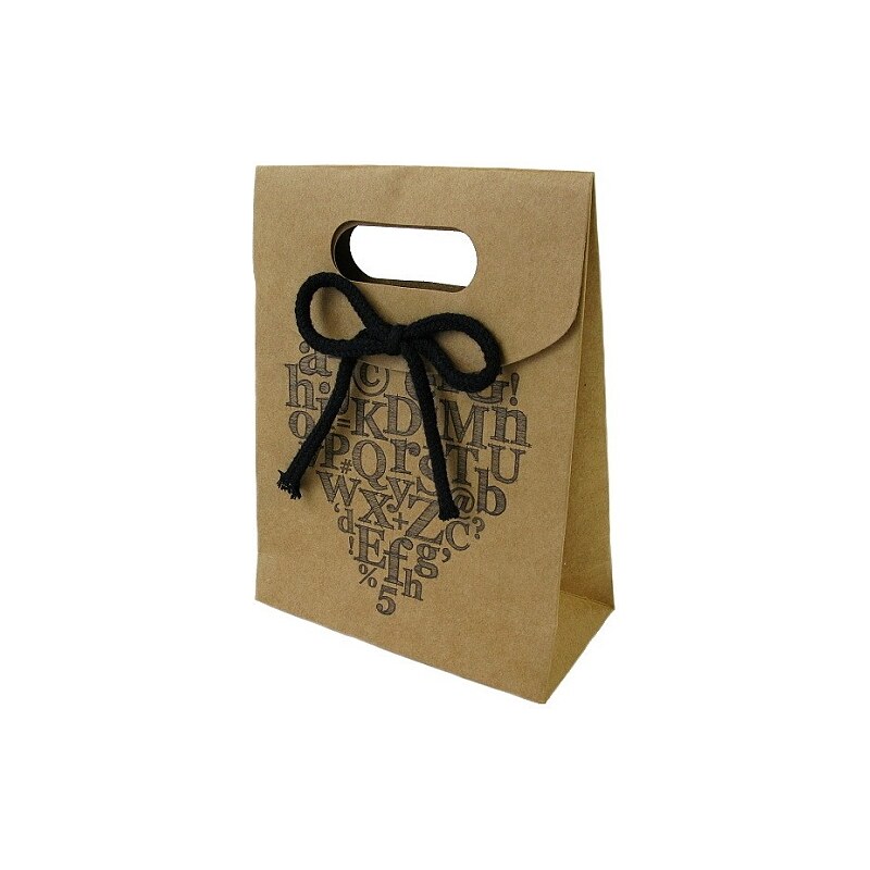 KERSTEN - Dárková taška ALPHABET papír, hnědá 12,3x5,8x16,5cm - (LEV-4793)