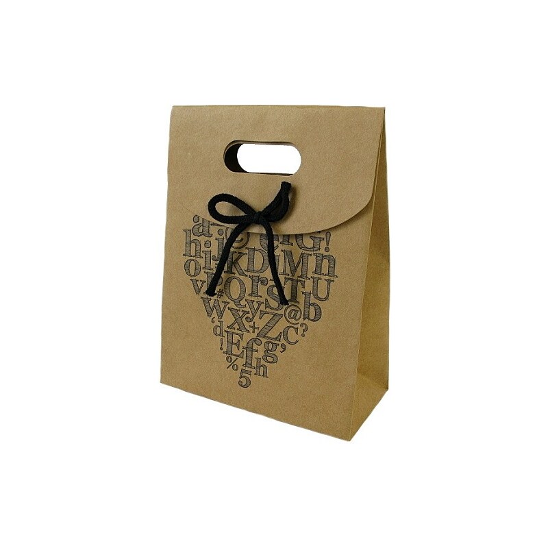 KERSTEN - Dárková taška ALPHABET papír, hnědá, 19x9x24,5cm - (LEV-4795)