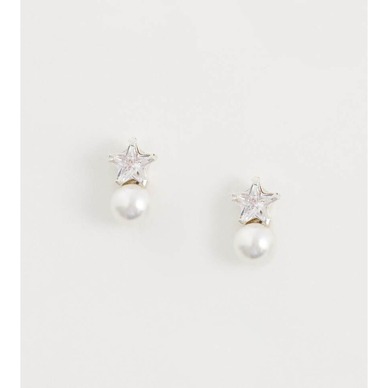 Kingsley Ryan gemset star and faux pearl stud in sterling silver 115740803