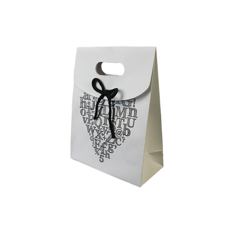 KERSTEN - Dárková taška ALPHABET papír, bílá, 19x9x24,5cm - (LEV-4799)