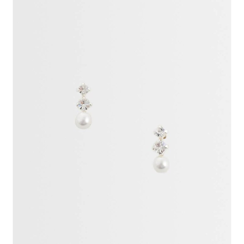 Kingsley Ryan double gem and faux pearl drop stud in sterling silver 115740808