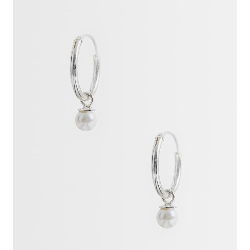 Kingsley Ryan pearl charm hoops in sterling silver 115733638