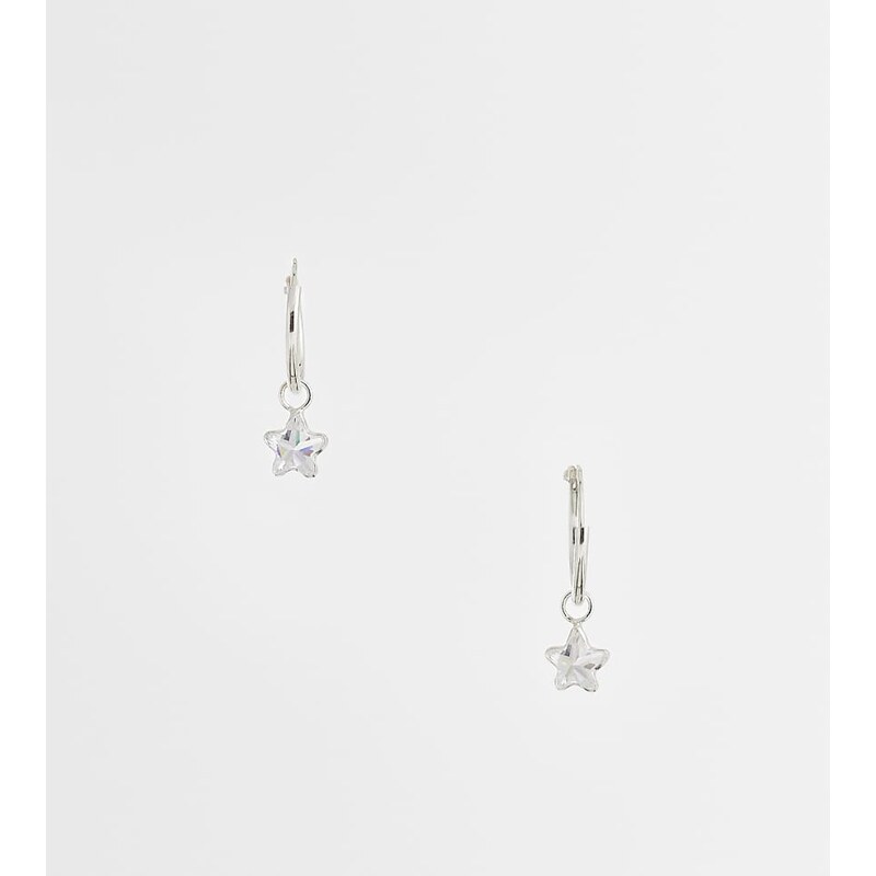 Kingsley Ryan gemset star charm hoops in sterling silver 115740819