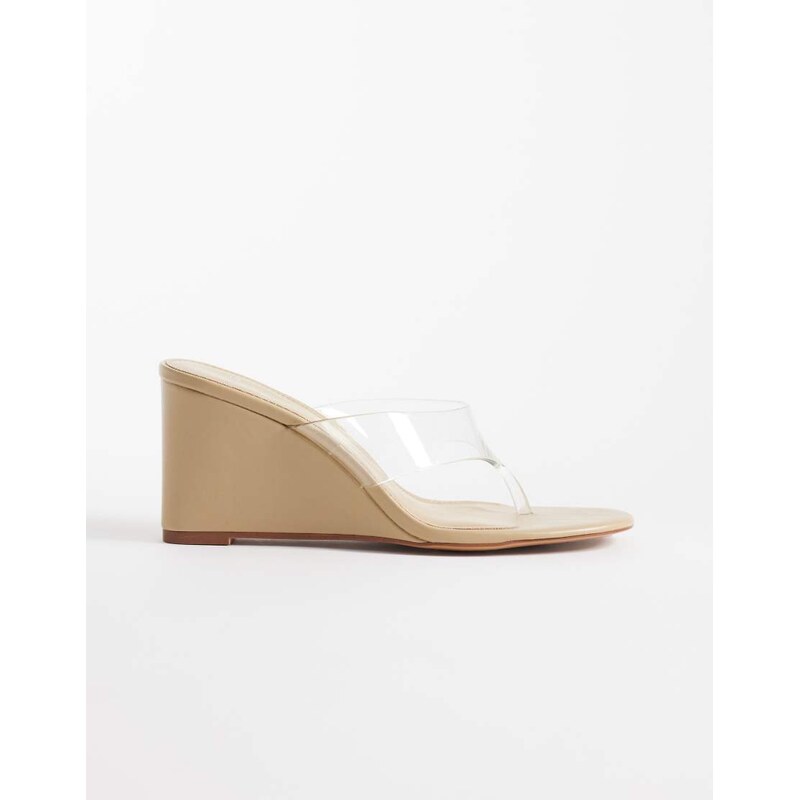 Mango clear heeled wedge in beige-Neutral