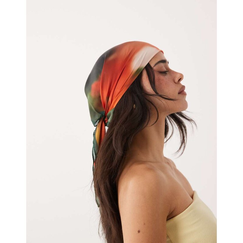 Mango neck scarf in blurred floral print-Orange 115716177