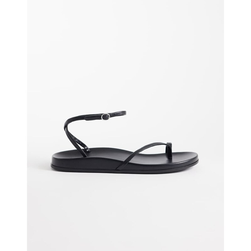Mango 100% leather strappy toe detail sandal in black