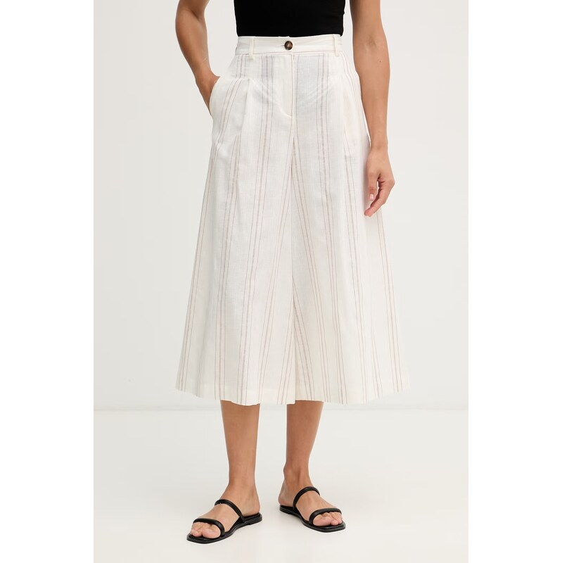 United Colors of Benetton kalhoty culottes dámské se lnem 115713713