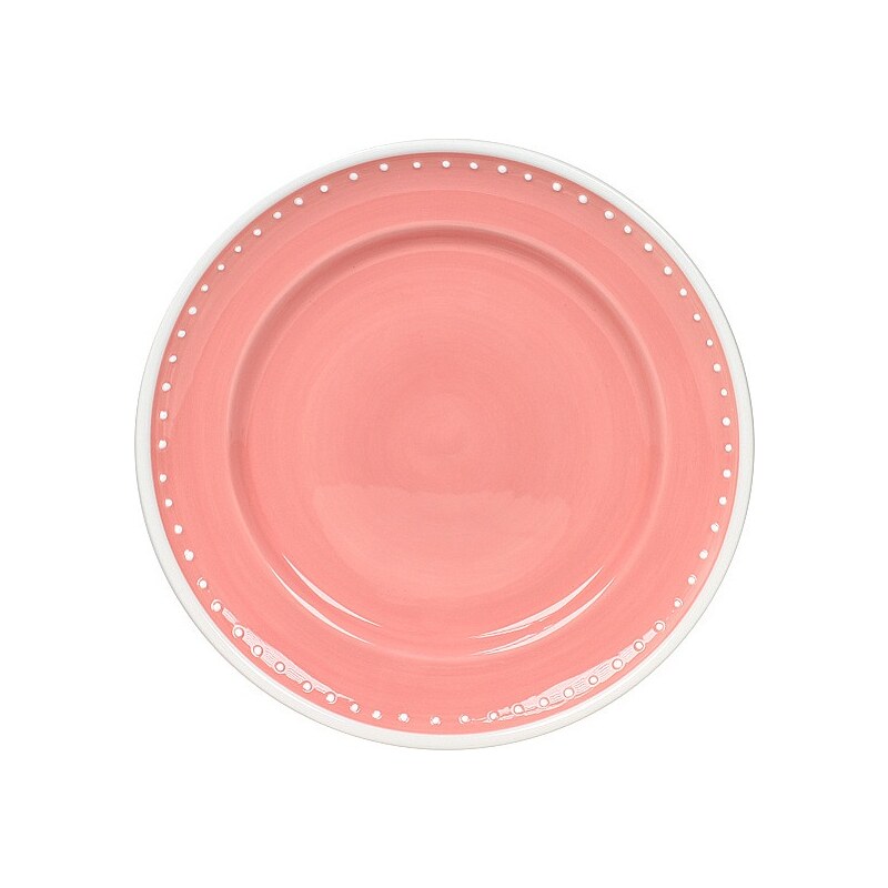 MARIEKE - Talíř s puntíky, růžová keramika, průměr 21 cm (50001043)