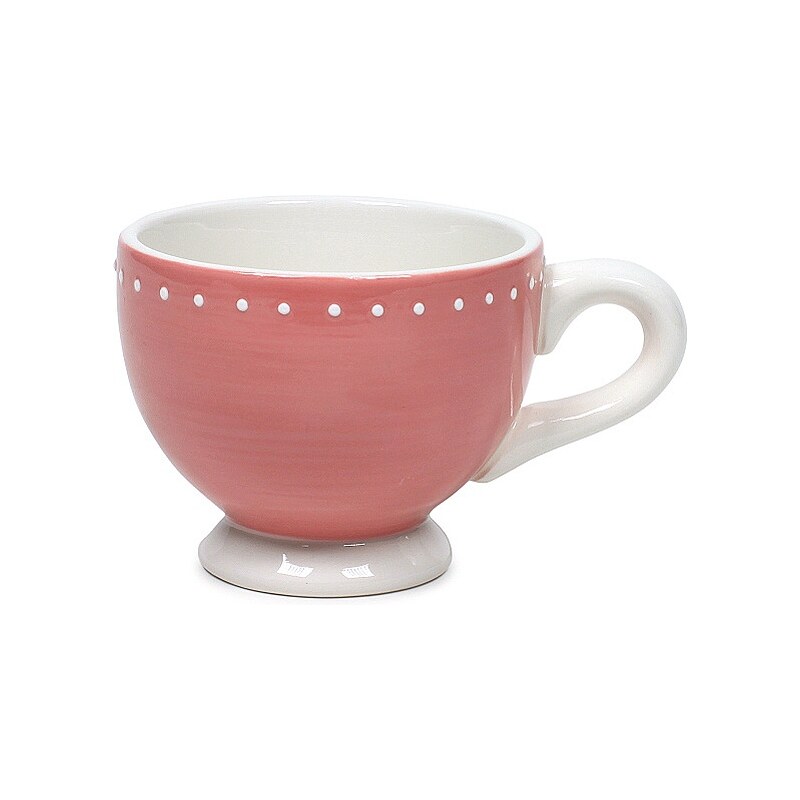MARIEKE - Hrnek velký s puntíky, růžová keramika, 200 ml (50002044)