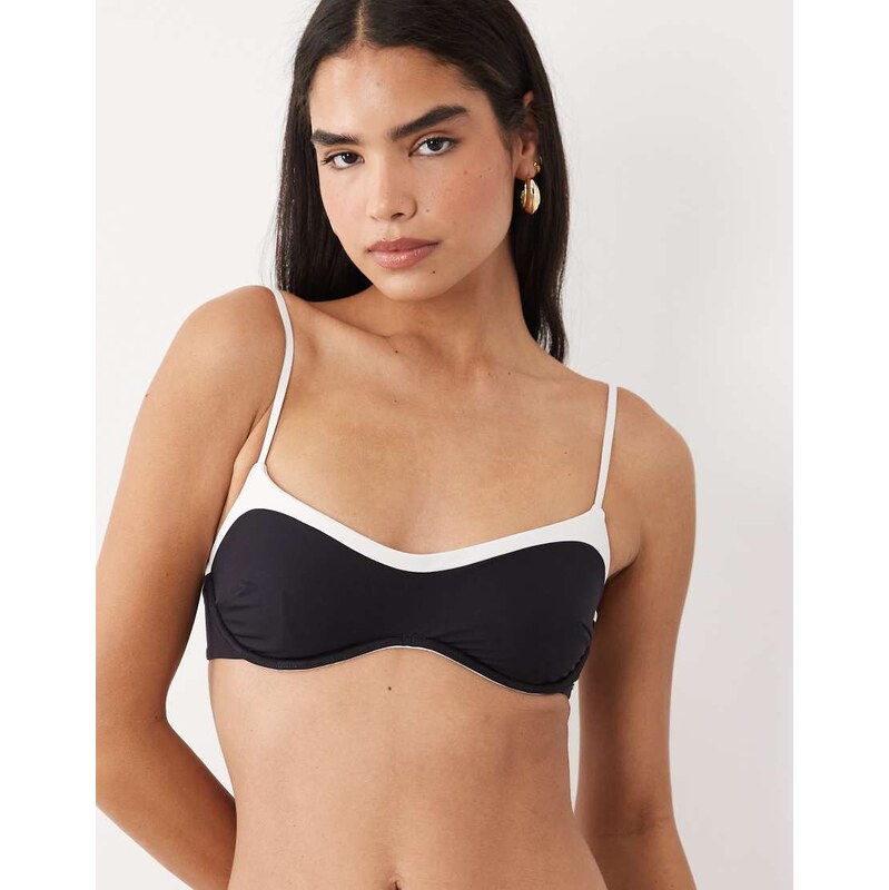 TALA contrast underwired bikini top in shadow black 115715587
